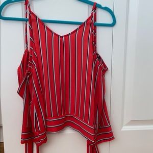 Red tie up crop tank